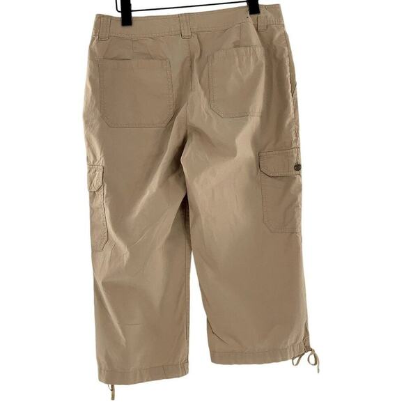 "CHAPS Denim" Cropped Cargo Khaki Chino Straight Leg Ankle Tie Pants Sz 8 - Picture 4 of 5
